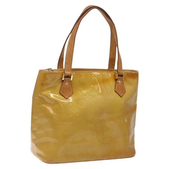 LOUIS VUITTON Monogram Vernis Houston Hand Bag Beige M91004 LV Auth hk2355 - Picture 1 of 15